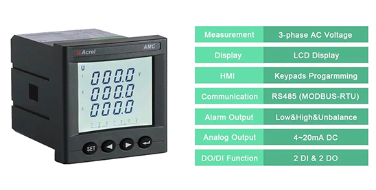 Features of AMC72L-AV3 Three Phase Volmeter Analyzer